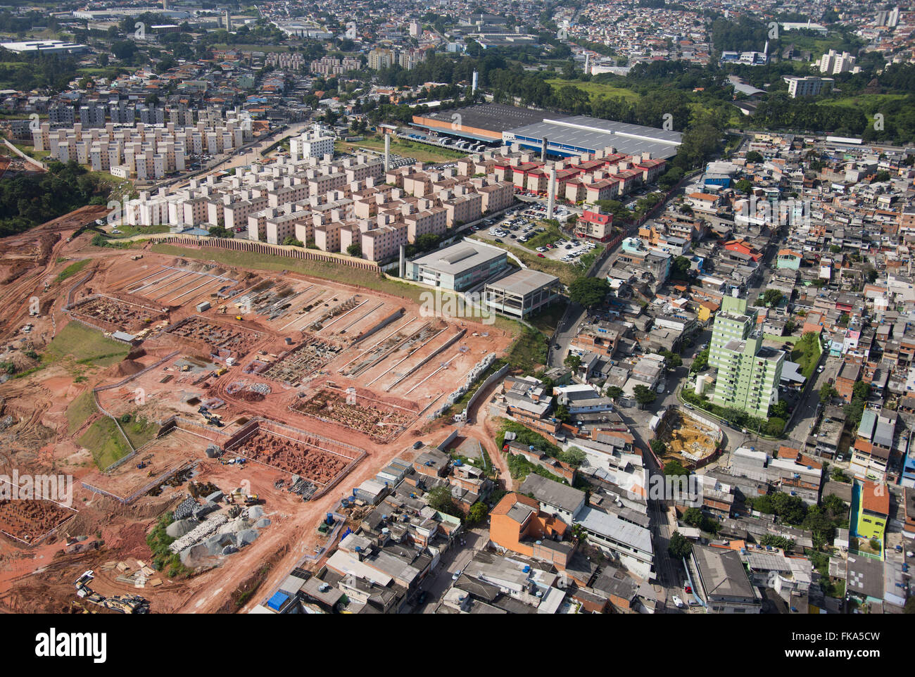 Foundations for construction of new housing units in the vicinity of Osasco Stock Photo