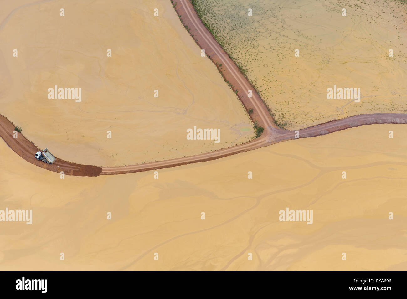 Aerial view of sand extraction Stock Photo