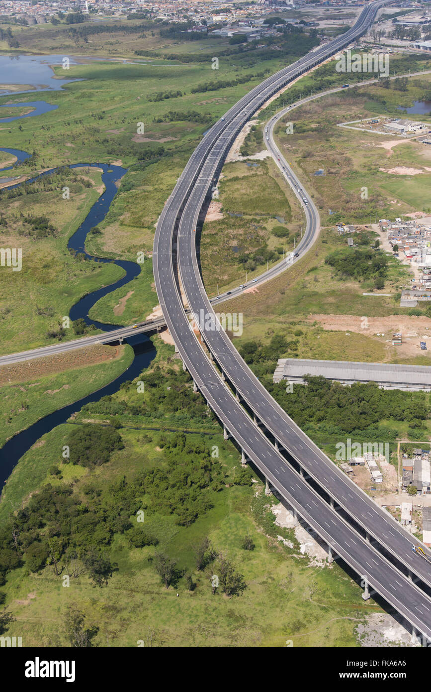Governor Mario Covas beltway between Suzano and Poa - Techo eastern - Varzea Rio TietÍ Stock Photo