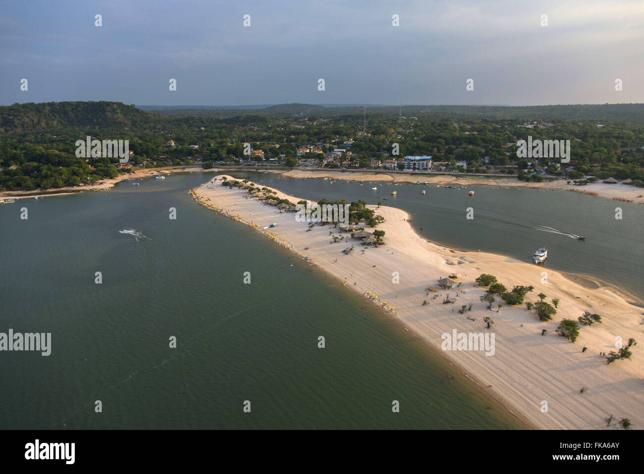 Aerial view of river beach Chao alter the Rio Tapajos - only appears in periods of drought Stock Photo