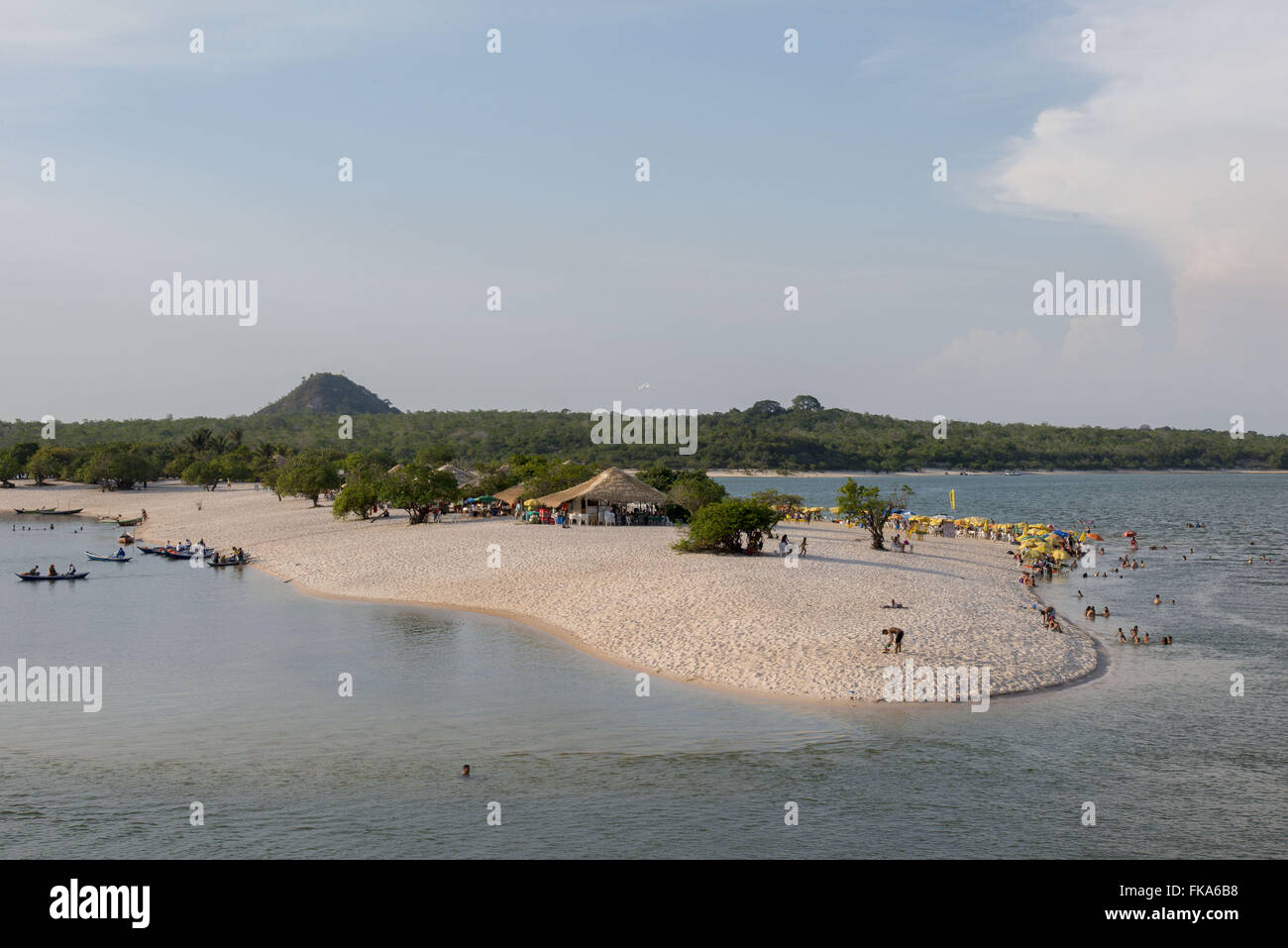 View of the river beach Chao alter in the Island of Love in Rio Tapajos Stock Photo