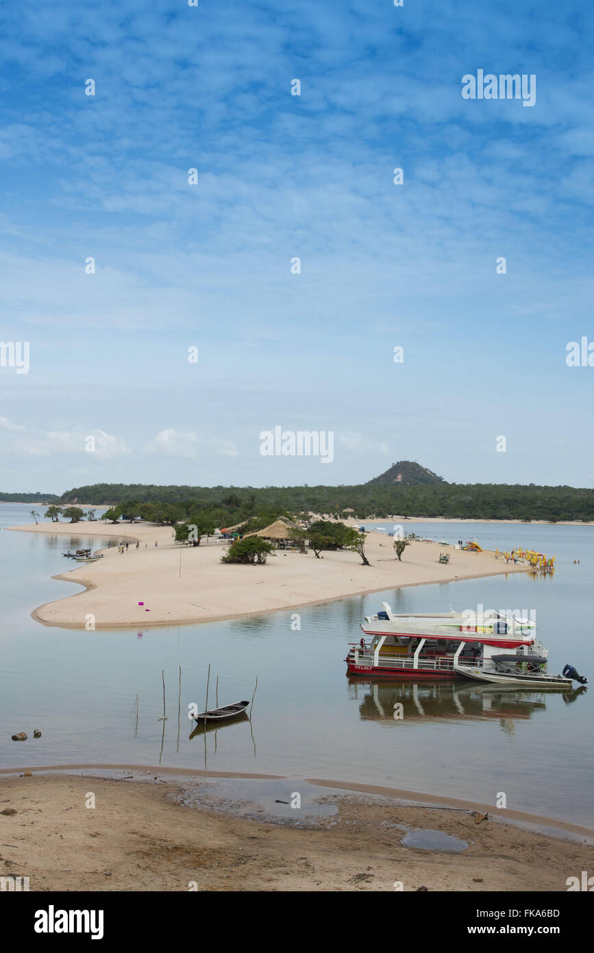 View of the river beach Chao alter in the Island of Love in Rio Tapajos Stock Photo