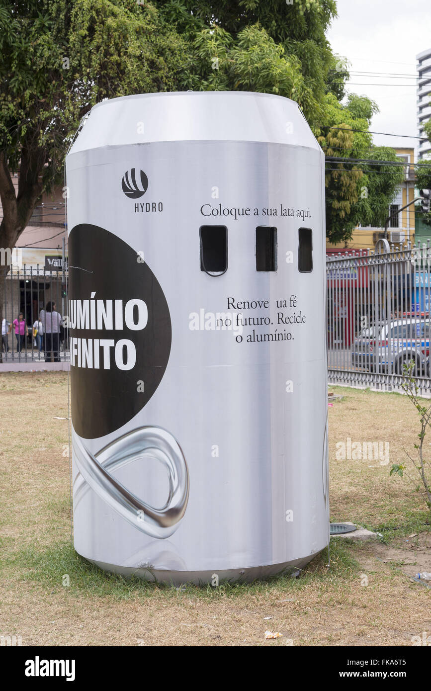 Trash-shaped aluminum can - Nazare neighborhood Stock Photo