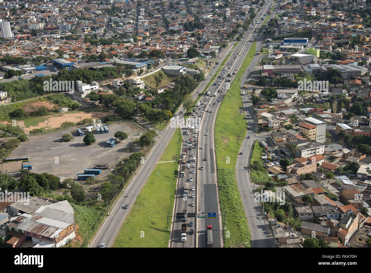 Aerial view of Ring Road Celso Mello Azevedo - Fernão Dias highway BR-381 Stock Photo