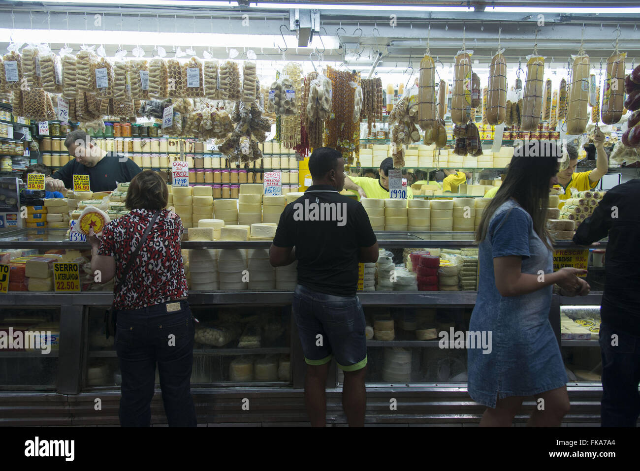 Consumers cheese stall in Central Market Stock Photo
