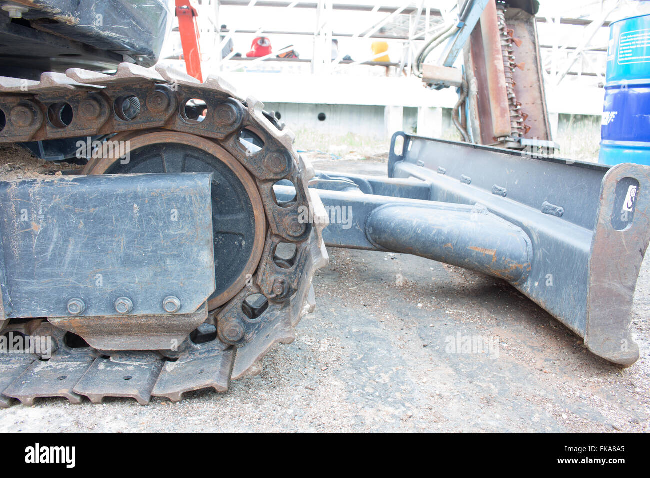 excavator idler wheel, the mini excavator Stock Photo Alamy