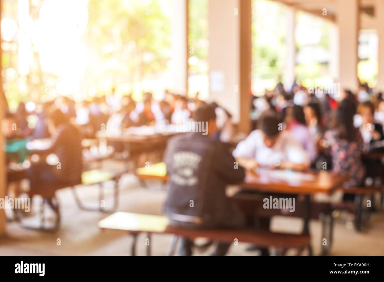 blur image of cafeteria in the University Stock Photo