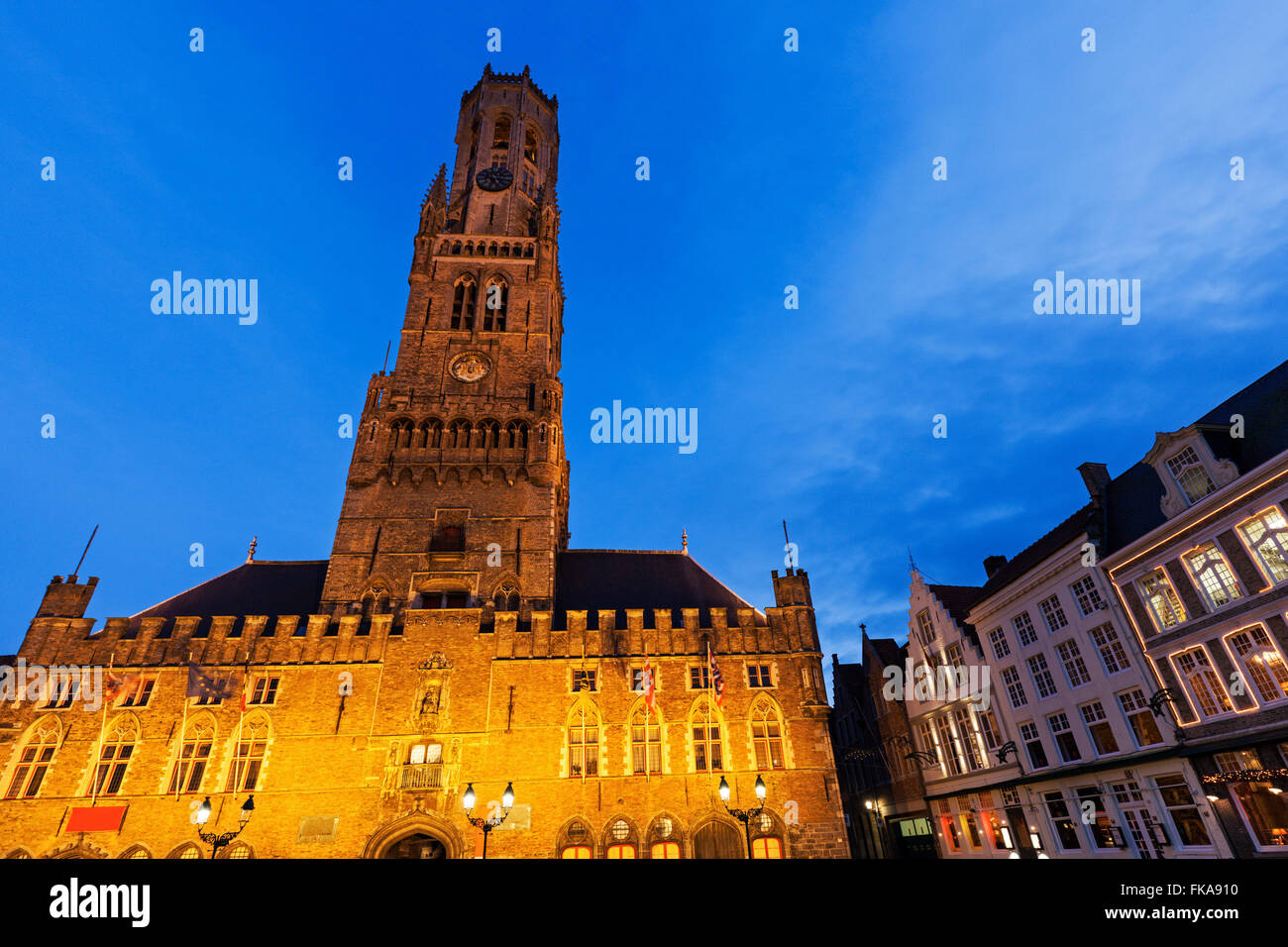 Belfry of Bruges at evening Stock Photo - Alamy