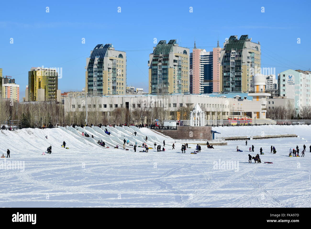 Street view in Astana, Kazakhstan, in winter Stock Photo