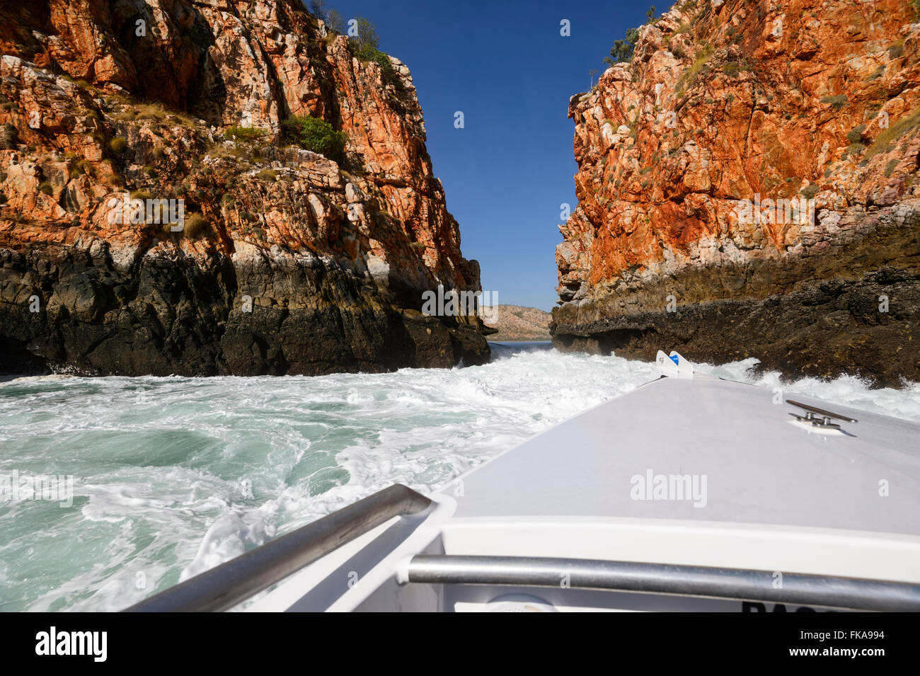 Horizontal Fall Horizontal Falls, seen from a boat, Kimberley Region, Western Australia ...