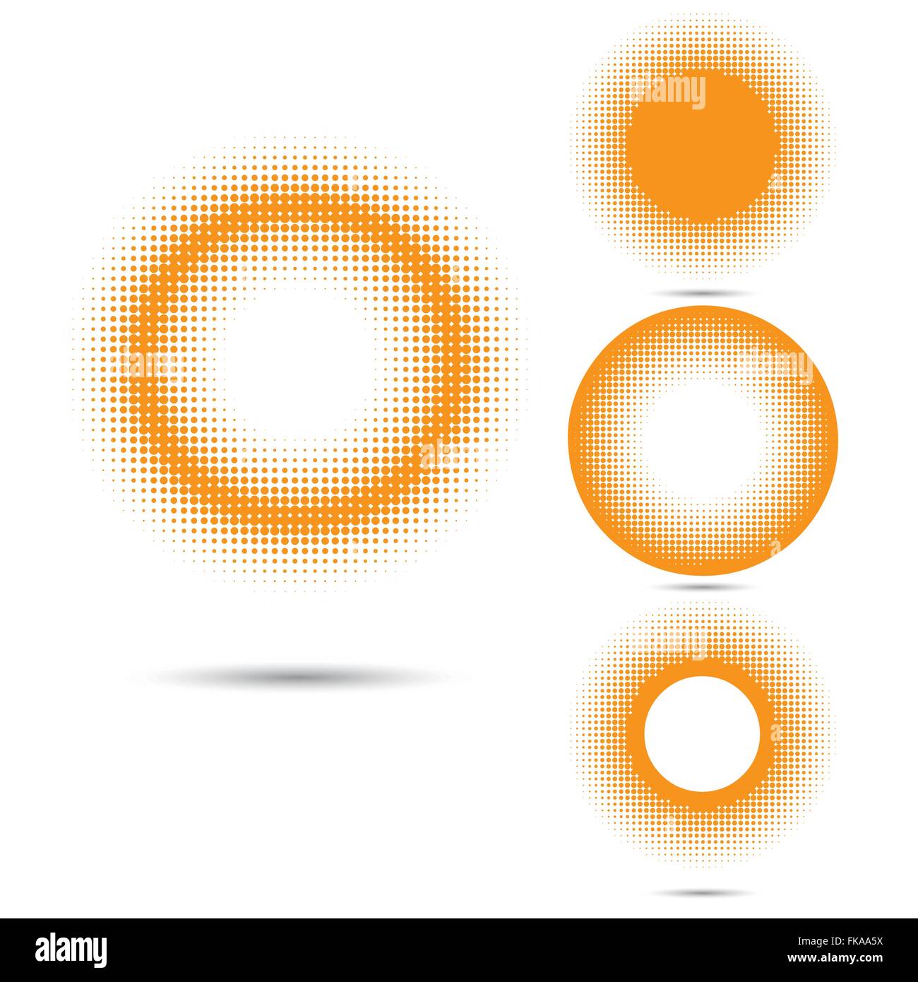Set of abstract halftone design elements, circle shape. Vector illustration Stock Vector