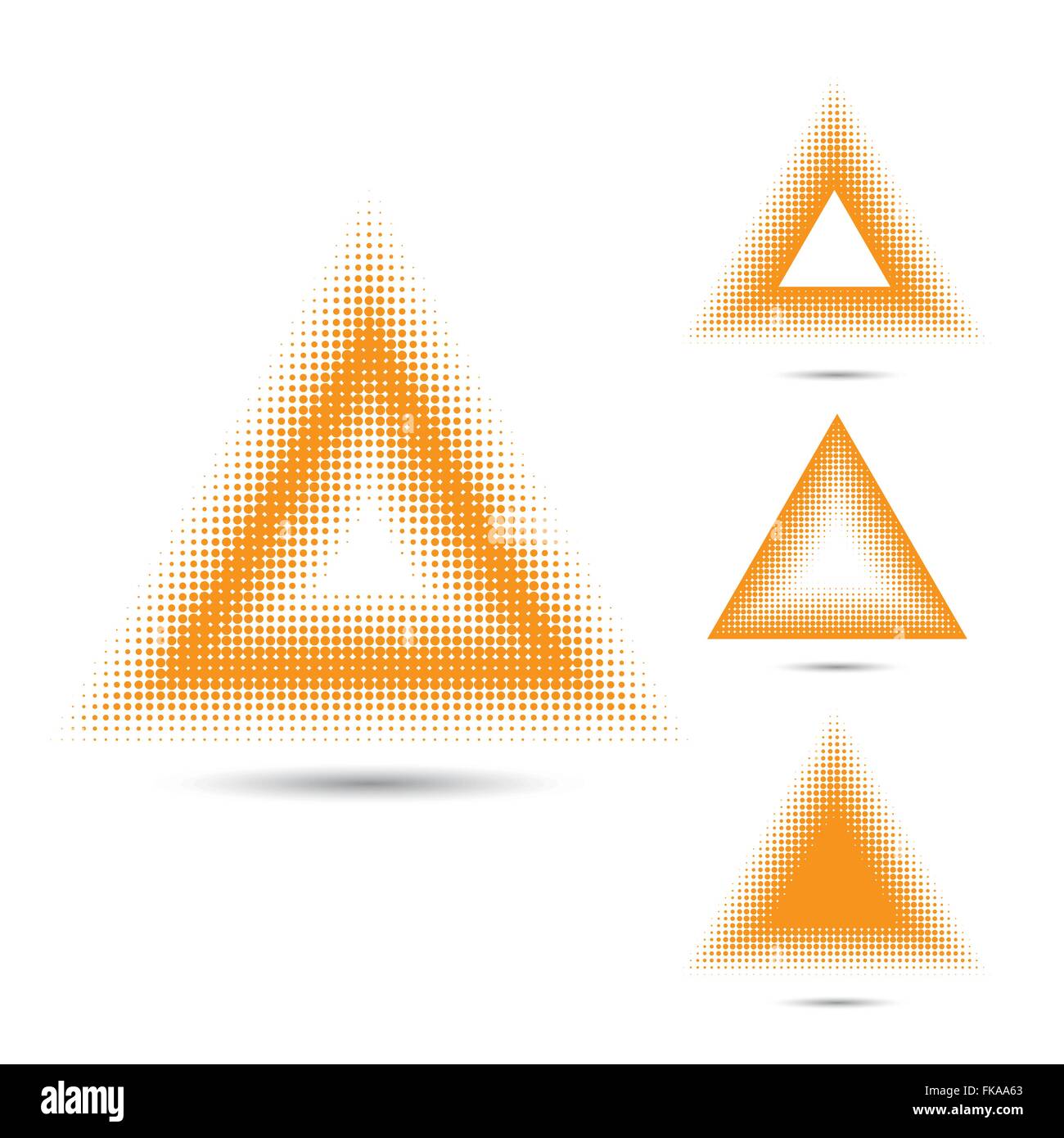 Set of abstract halftone design elements,triangle shape. Vector illustration Stock Vector