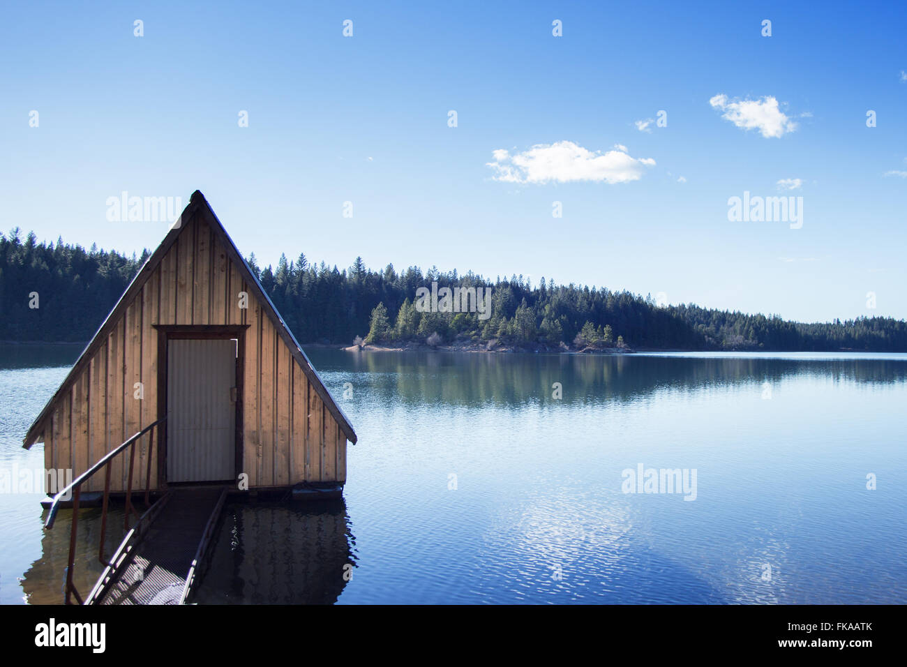 Floating Structure At Paradise Lake Northern California Stock