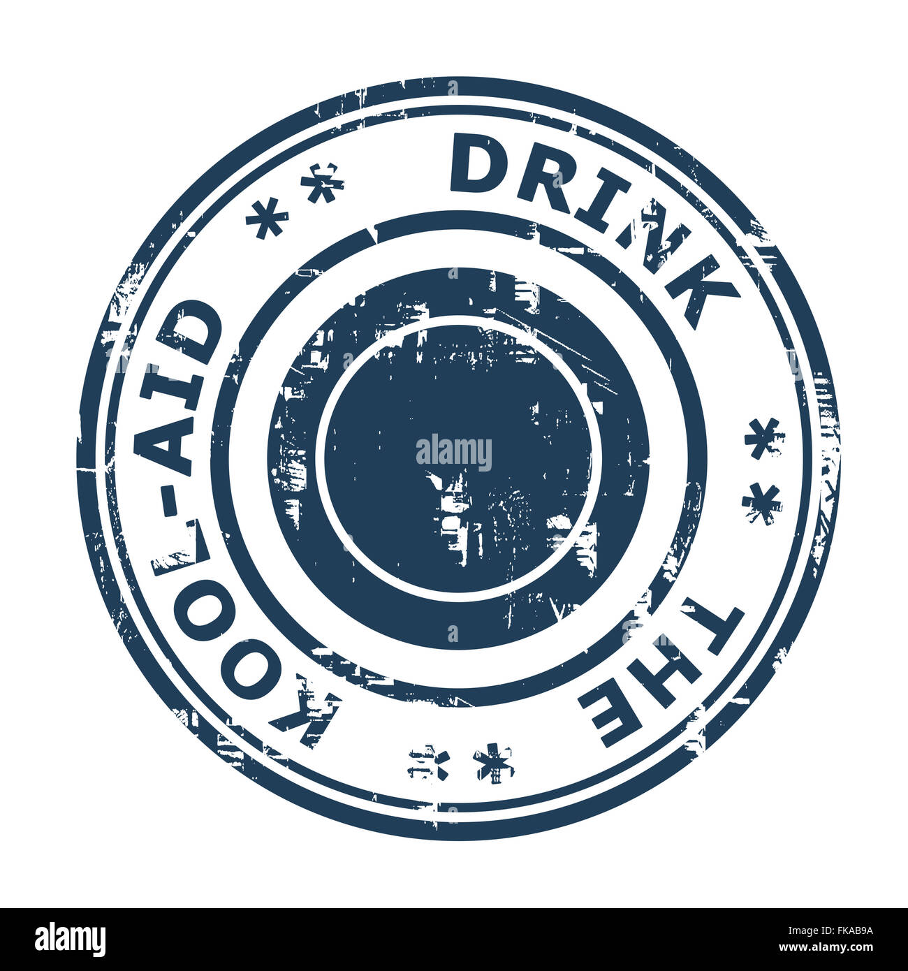 Drink the Cool-Aid business concept stamp isolated on a white background. Stock Photo