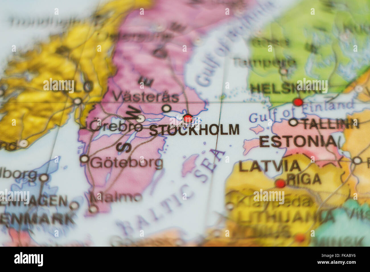 Beautiful photo of a map of Sweden and the capital Stockholm . Stock Photo