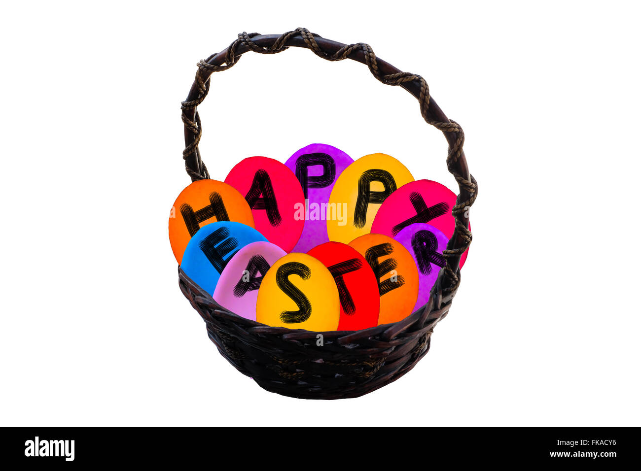 Easter egg basket on isolated background Stock Photo Alamy