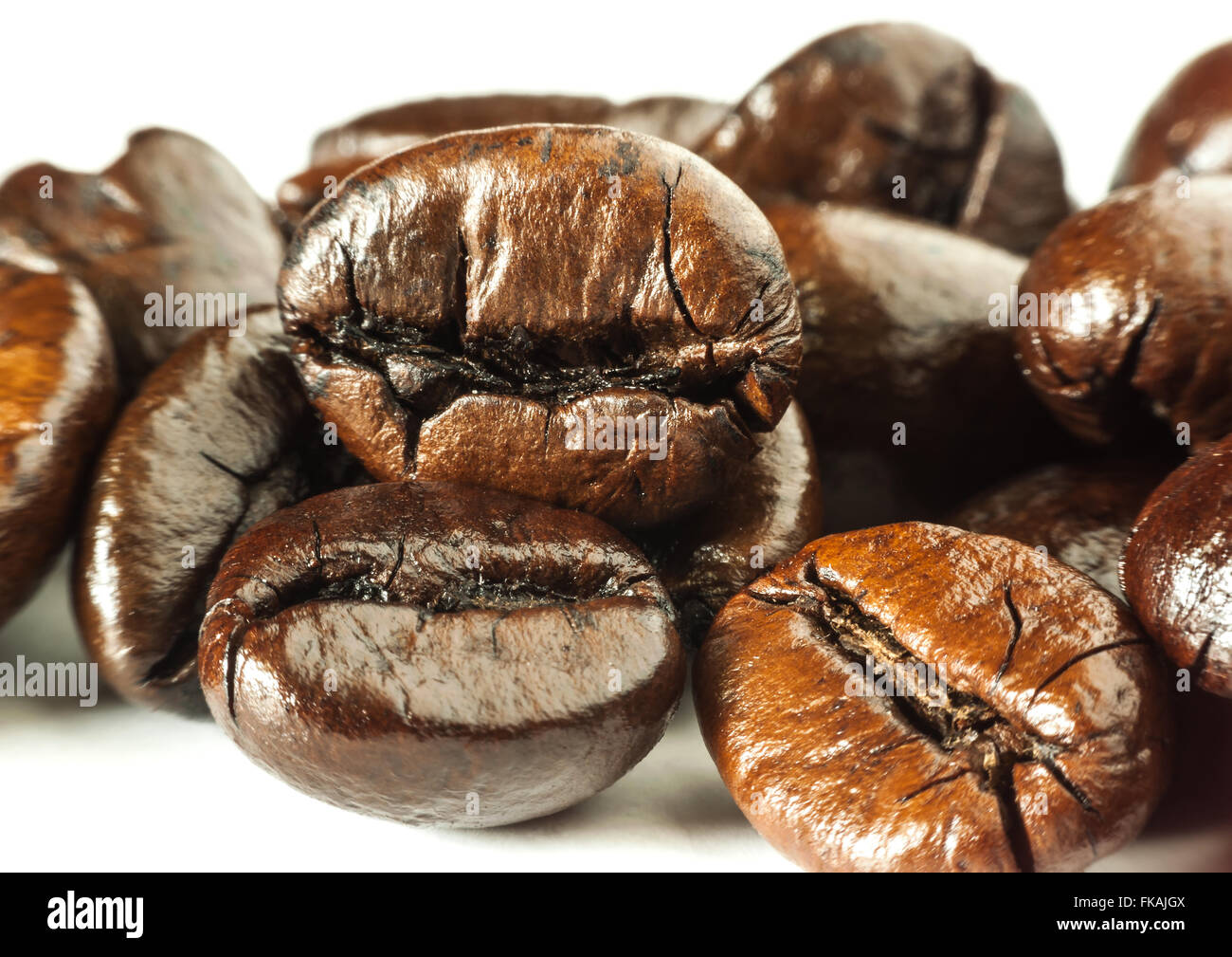Macro coffee bean on white background Stock Photo