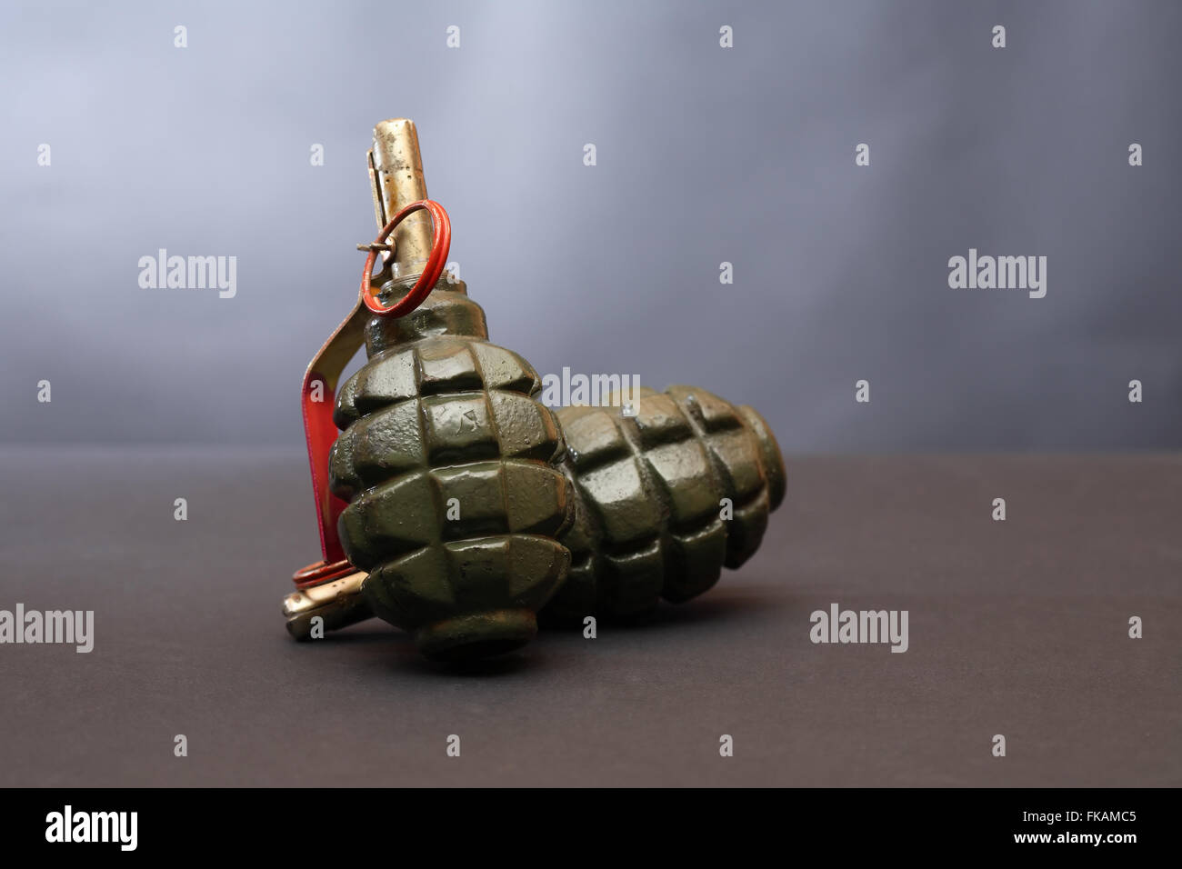 World War II Soviet equipment. Hand grenades on dark background Stock
