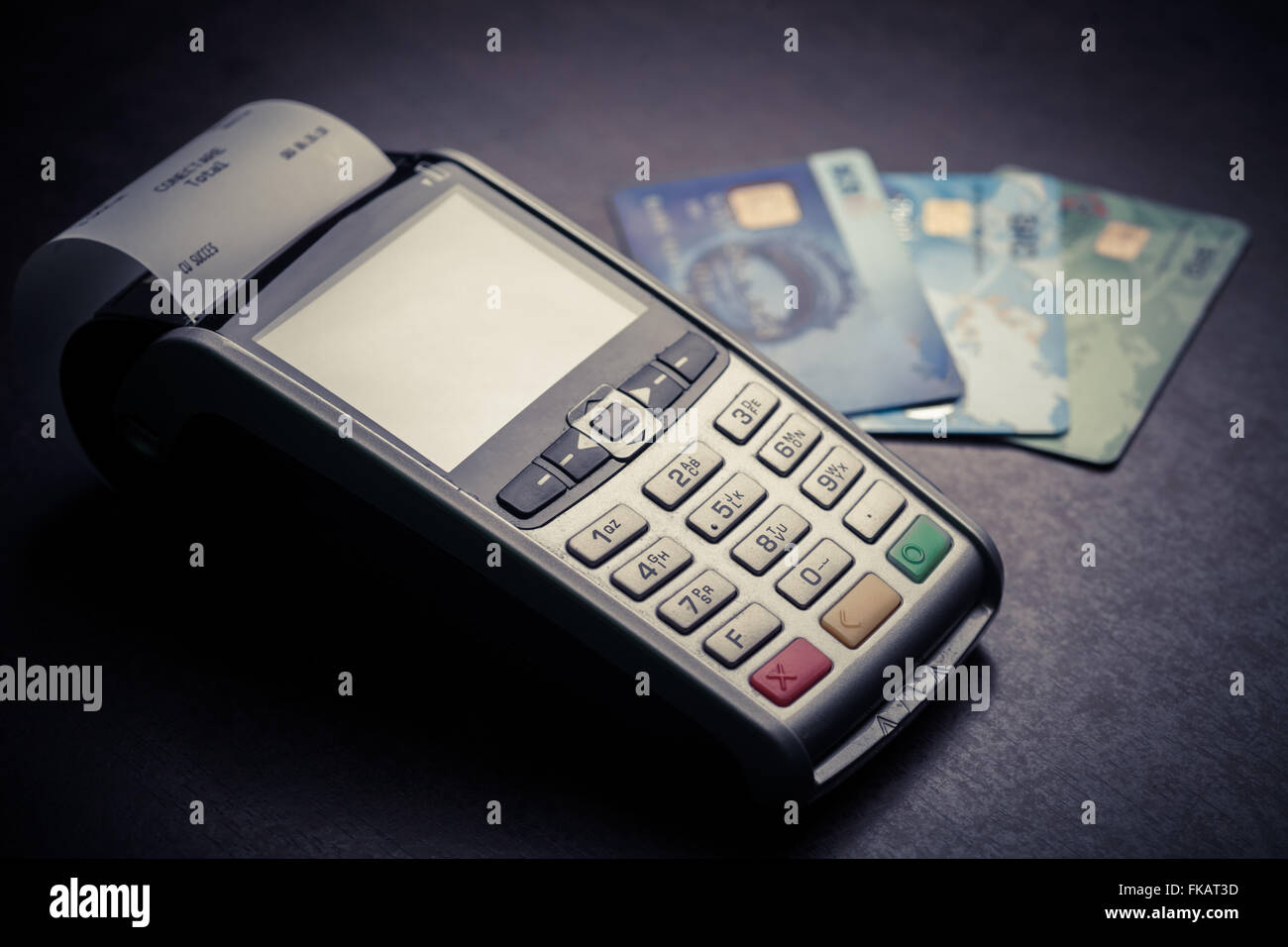 Color image of a POS and credit cards Stock Photo - Alamy