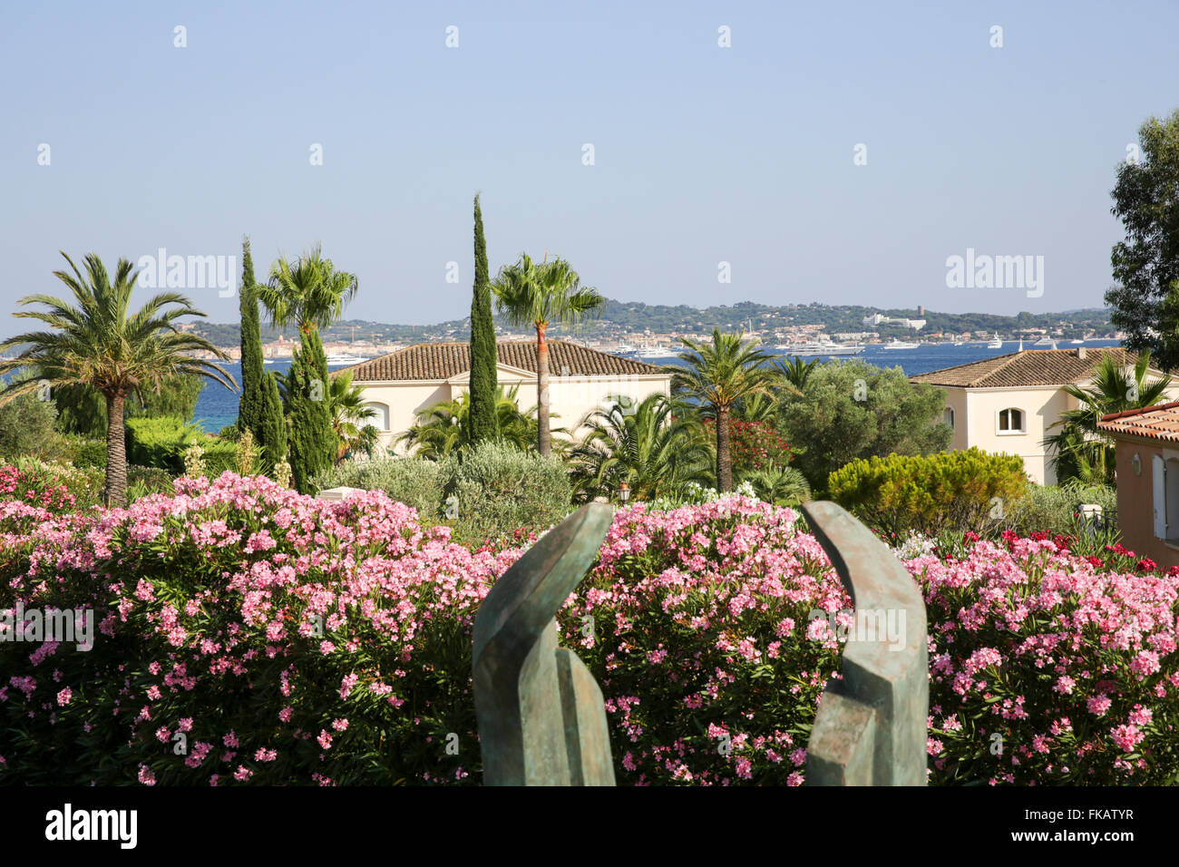 Summer vacation home on the French Riviera, Sainte-Maxime, France . The view of the Mediterranean sea. Stock Photo