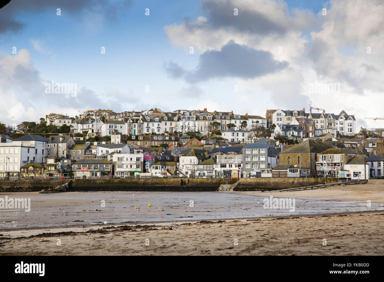 General view of St Ives in Cornwall on a spring morning. Stock Photo