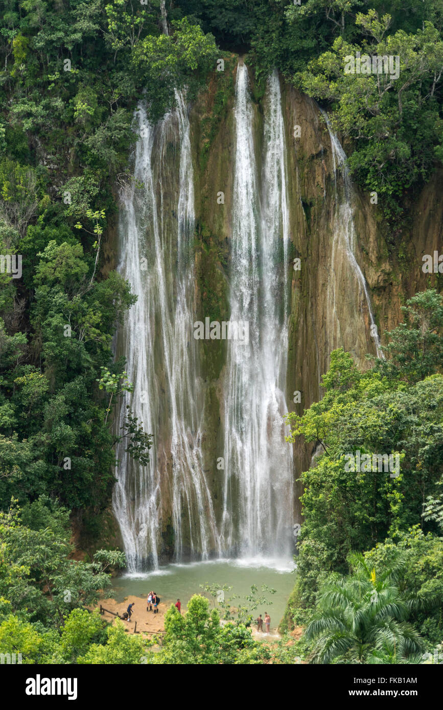 waterfall Salto El Limon in Limon near Las Terrenas, Samana, Dominican Republic, Carribean, America, Stock Photo