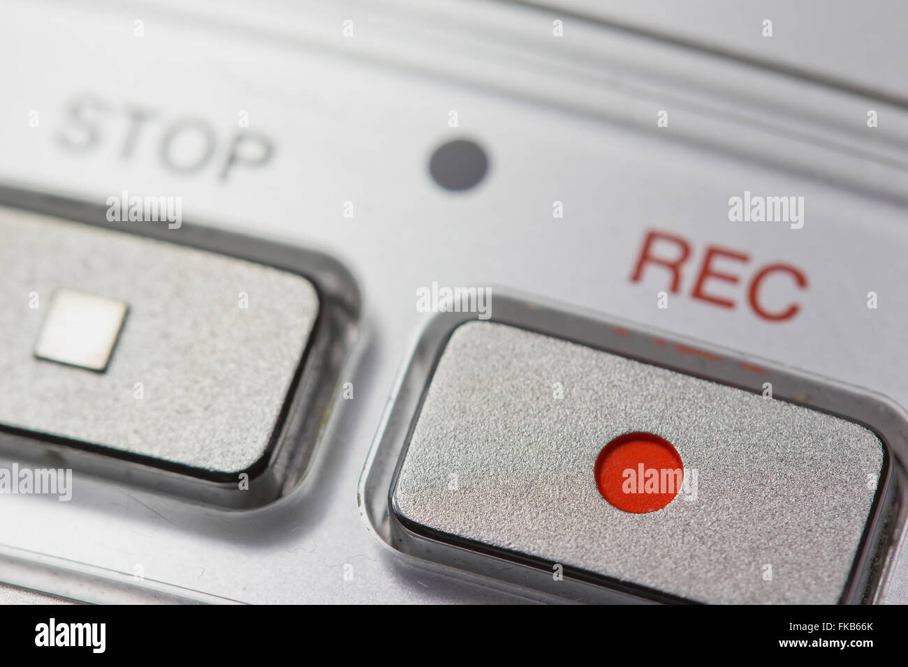 Macro view of a button on the Recording on a digital voice recorder