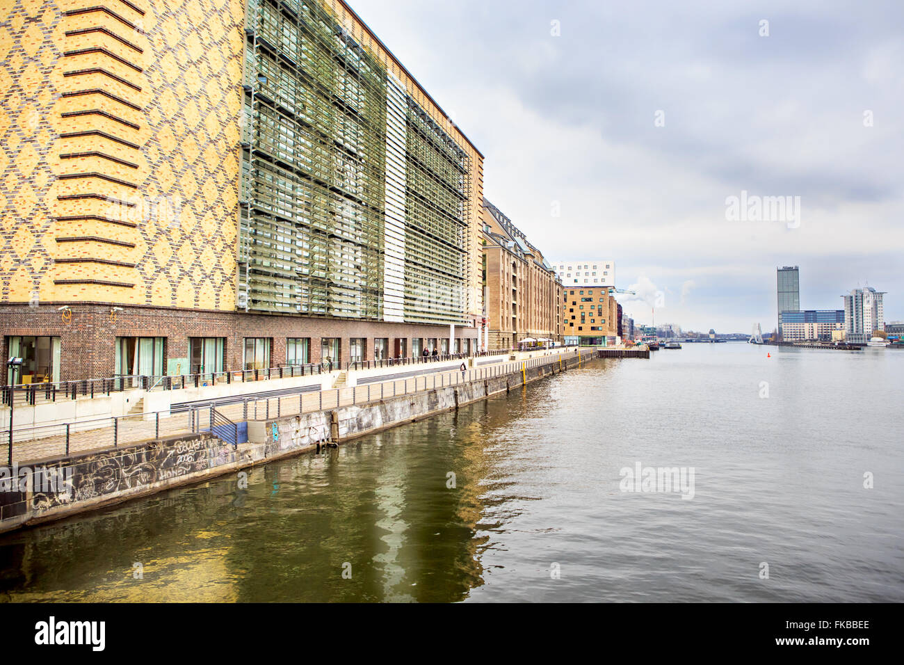 BERLIN, GERMANY - CIRCA MARCH, 2015: View over Spree river from Oberbaumbruecke in Berlin , Germany, Europe Stock Photo