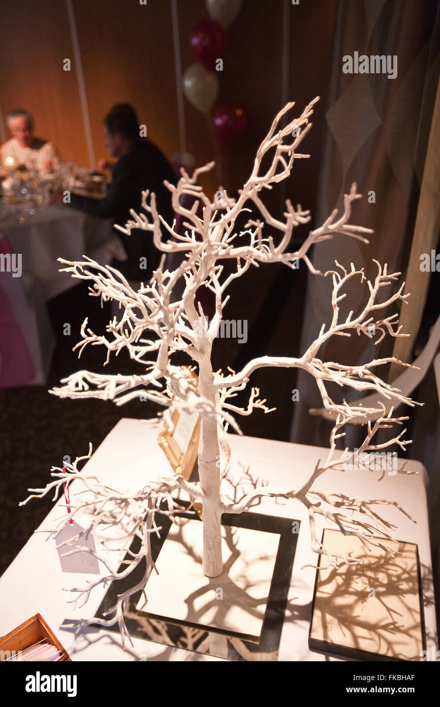 wedding wish tree. wishes to the bride and groom put on tags by wedding guests Stock Photo
