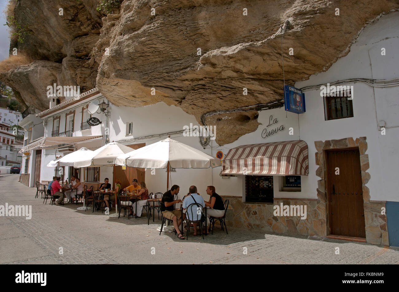 Typical terrace restaurant "The Cave", Setenil de las Bodegas, Cadiz  province, Region of Andalusia, Spain, Europe Stock Photo - Alamy