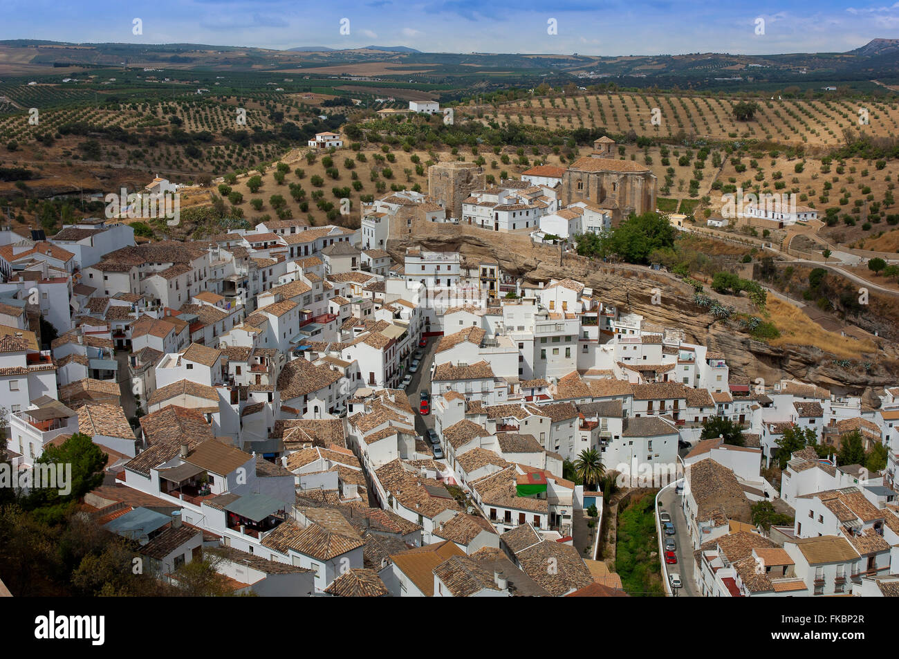 Panoramic view, Setenil de las Bodegas, Cadiz province, Region of Andalusia, Spain, Europe, Stock Photo