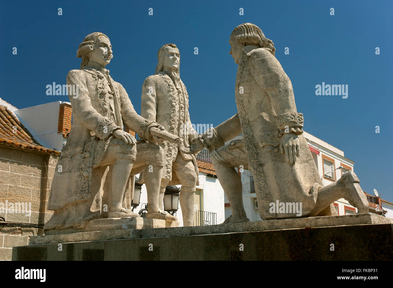 Commemorative monument to the Law of the New Populations, La Carlota, Cordoba province, Region of Andalusia, Spain, Europe Stock Photo