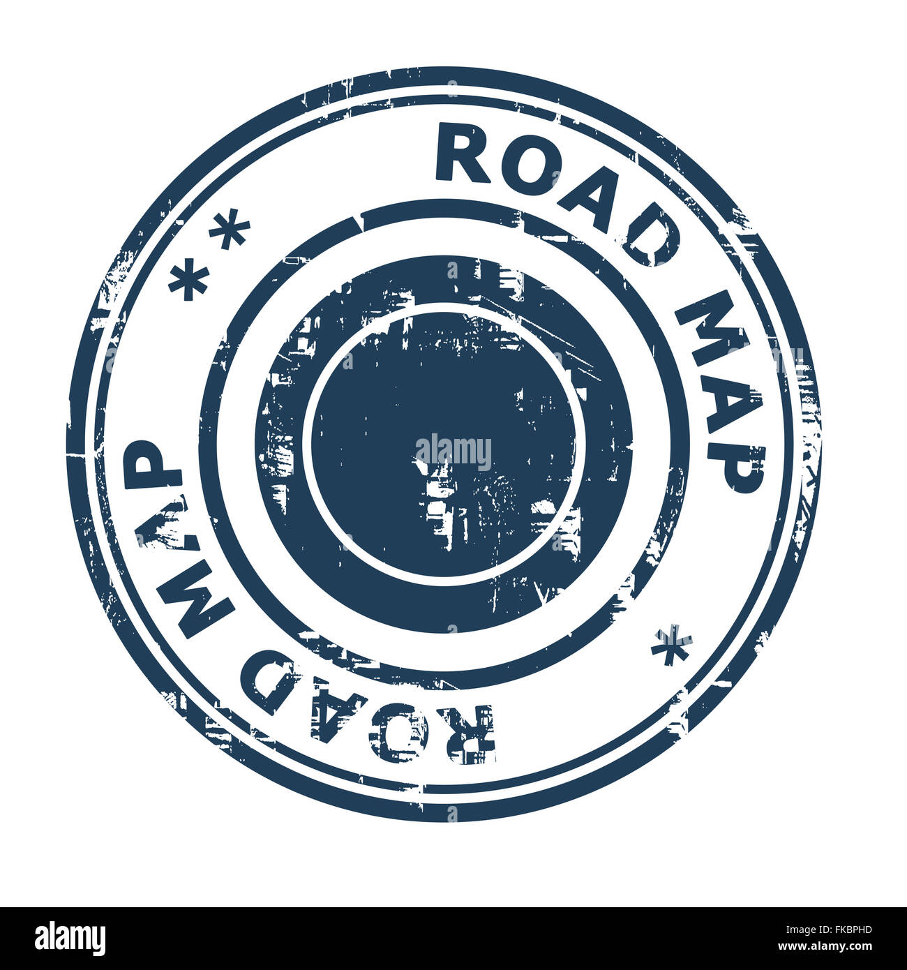 Road map business concept stamp isolated on a white background. Stock Photo
