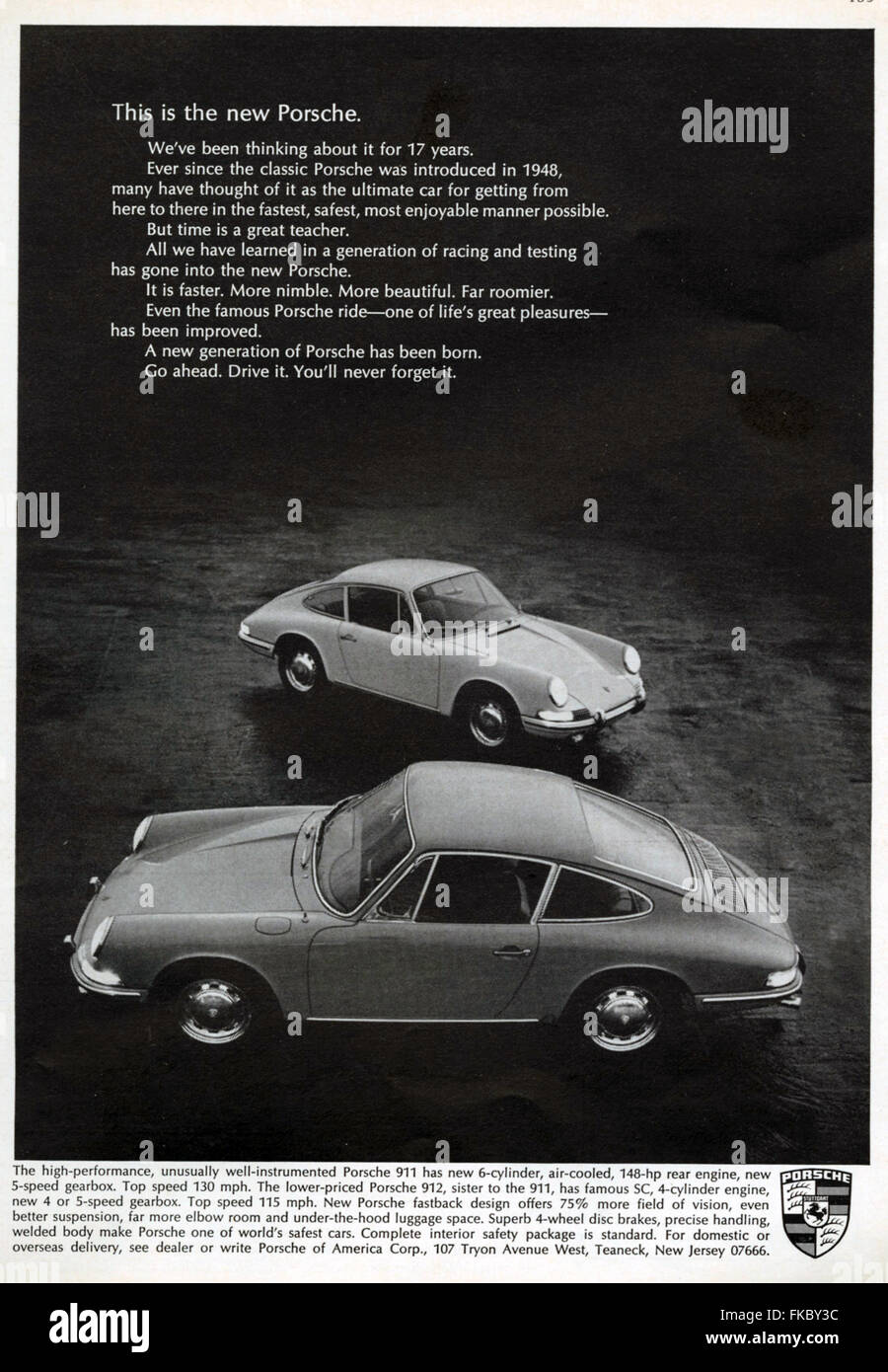1960s USA Porsche Magazine Advert Stock Photo