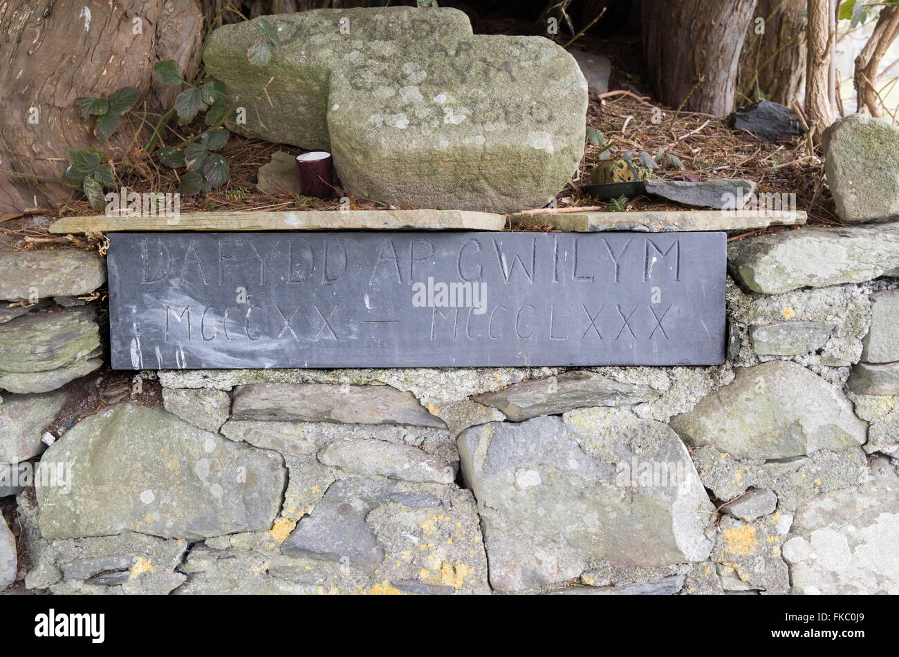 Grave of Dafydd ap Gwilym. Stock Photo