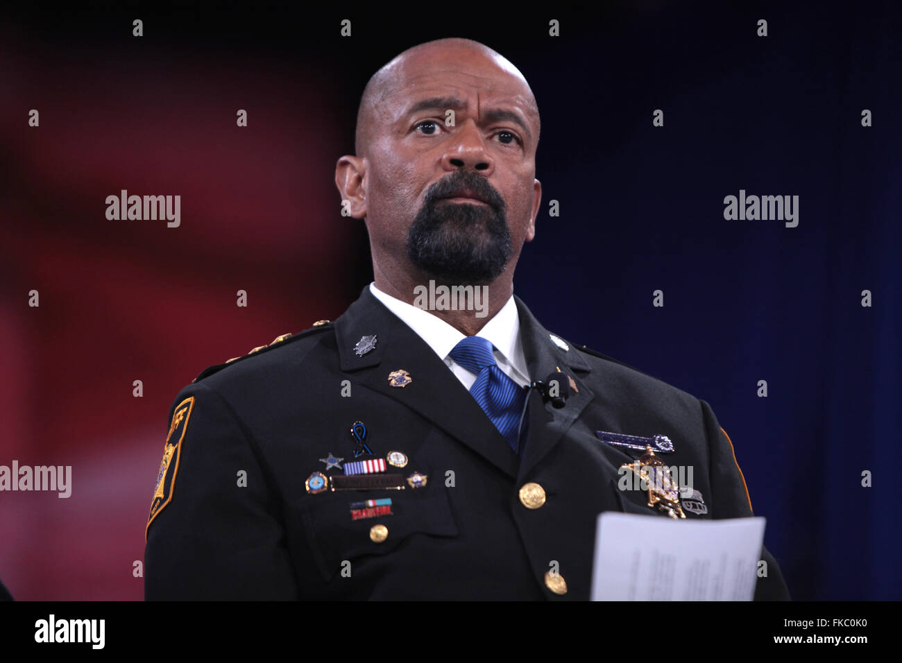 Sheriff of Milwaukee County David Clarke during the annual American Conservative Union CPAC conference at National Harbor March 3, 2016 in Oxon Hill, Maryland. Stock Photo