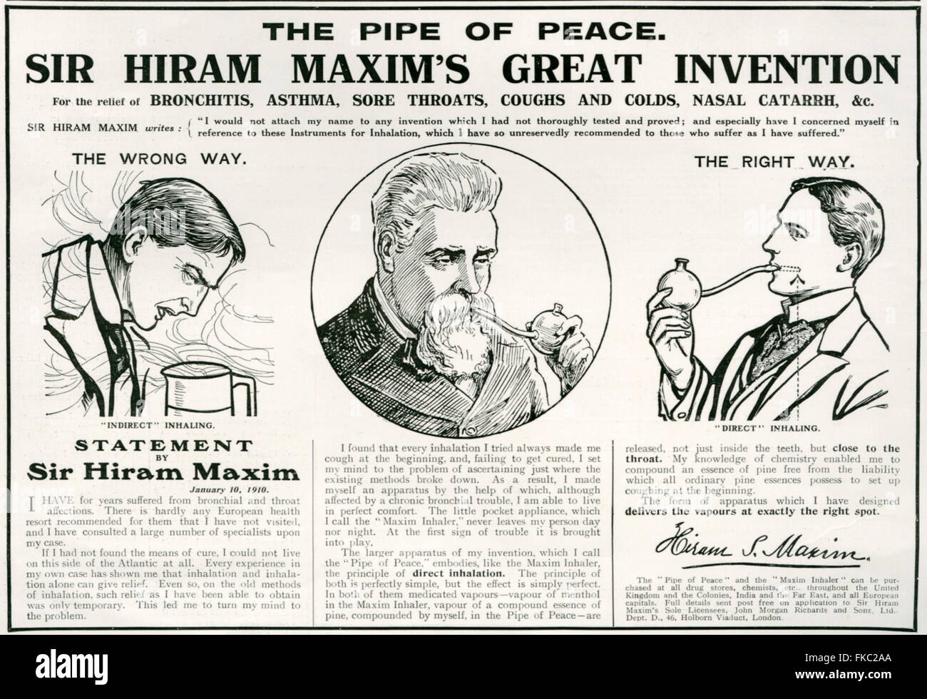 1910s UK Pipe of Peace Magazine Advert Stock Photo