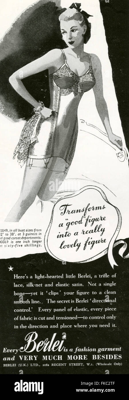 1940s UK Berlei Magazine Advert Stock Photo