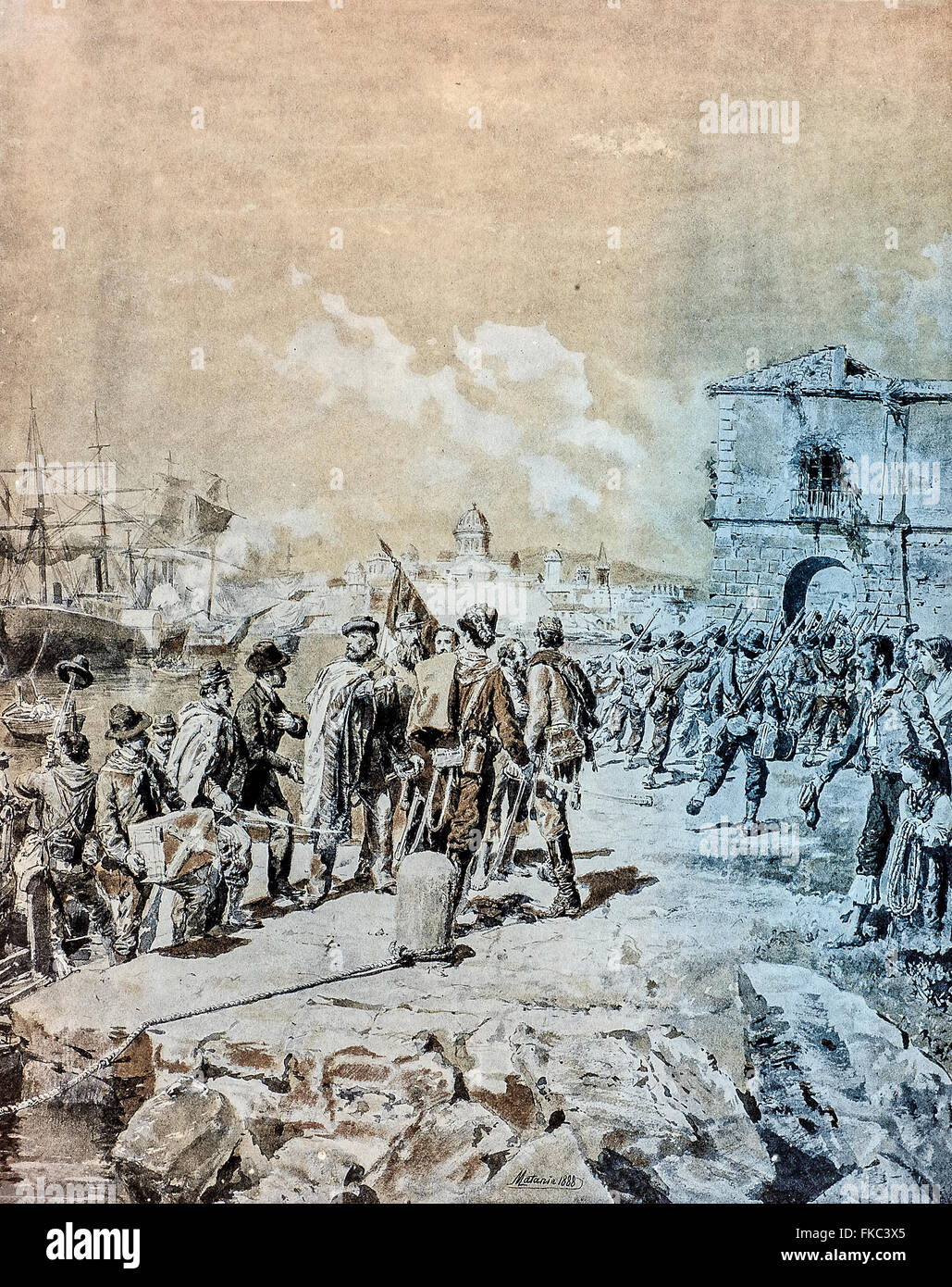 Italian Risorgimento - The landing of the Thousand at Marsala  May 11 1860 Stock Photo