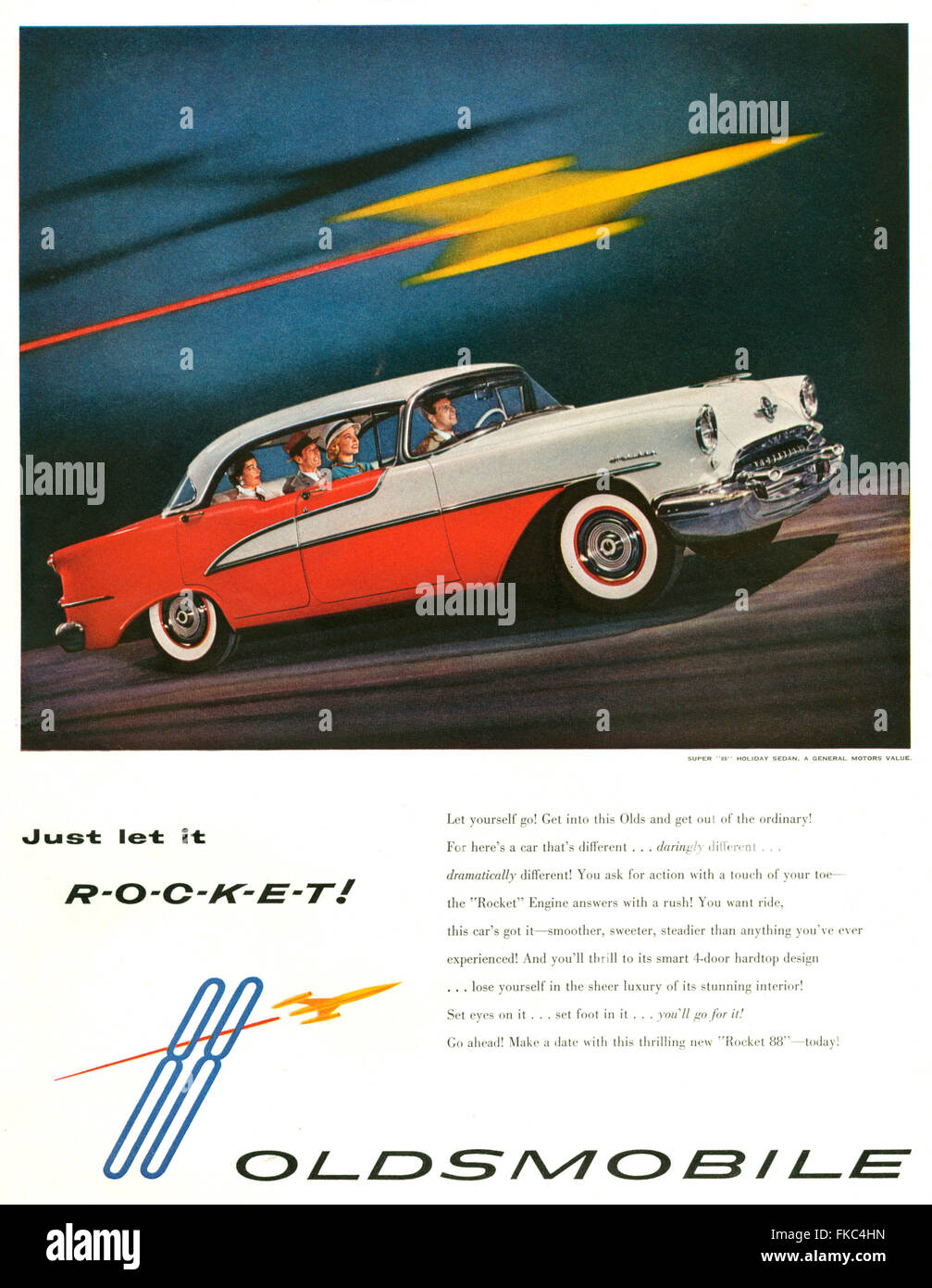 1950s USA Oldsmobile Magazine Advert Stock Photo