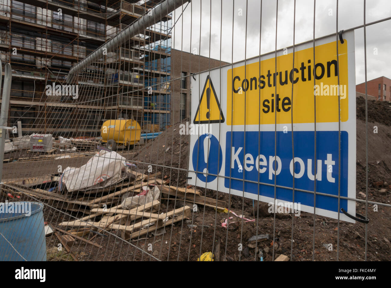 Construction Site Keep Out! sign, building site, UK Stock Photo