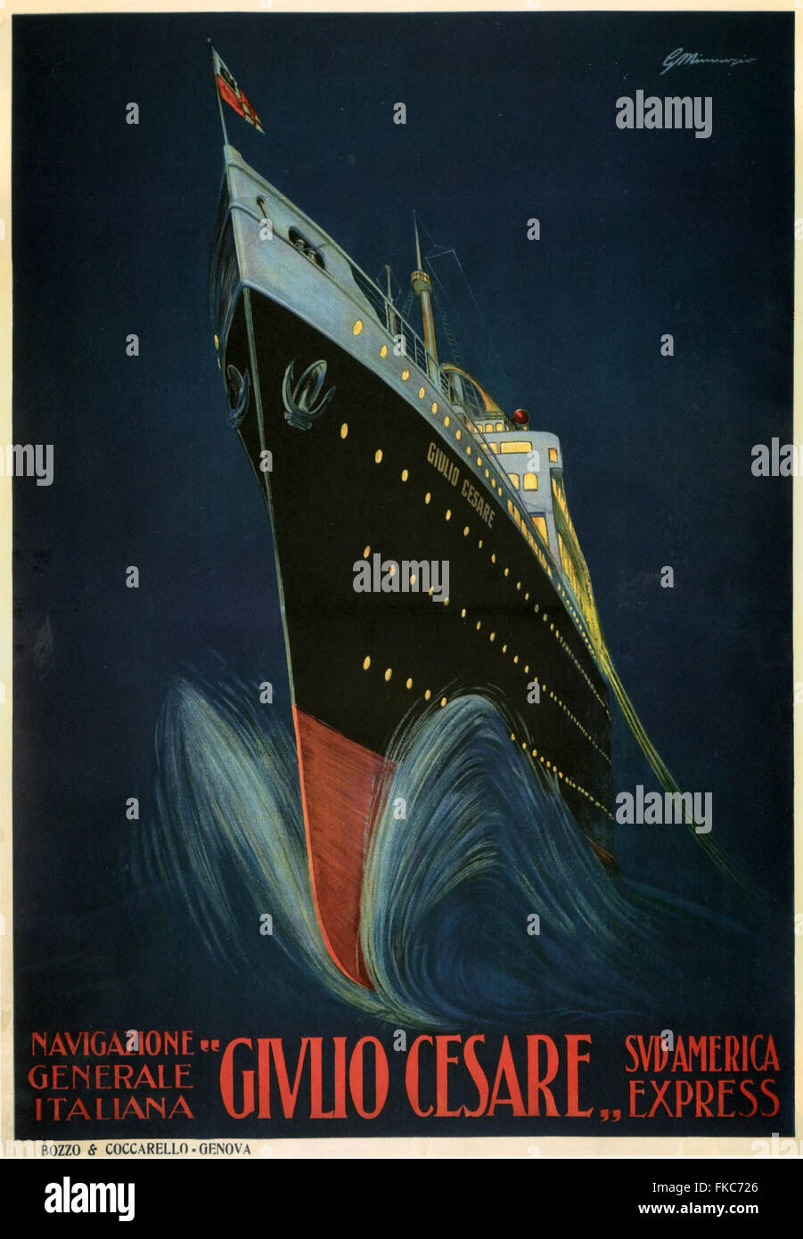 1920s UK Navigazione Generale Italiana Poster Stock Photo