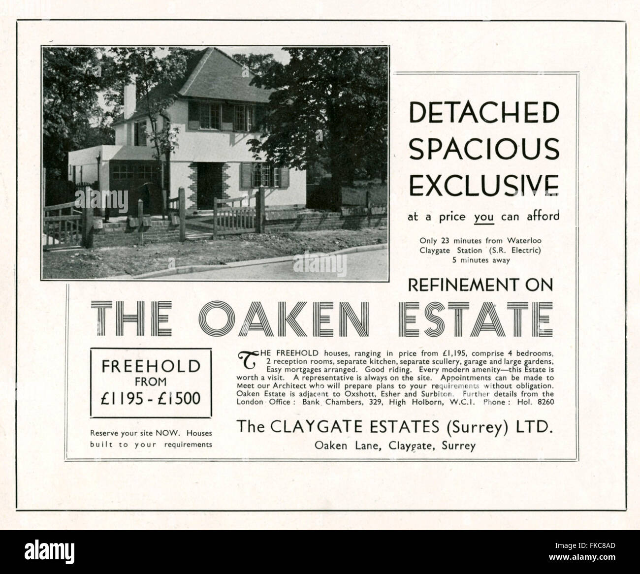 UK The Claygate Estate Magazine Advert Stock Photo Alamy