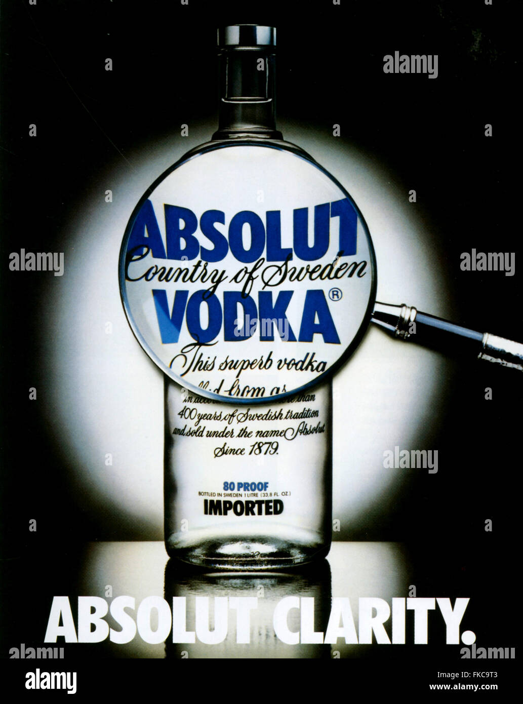 1980s UK Absolut Magazine Advert Stock Photo
