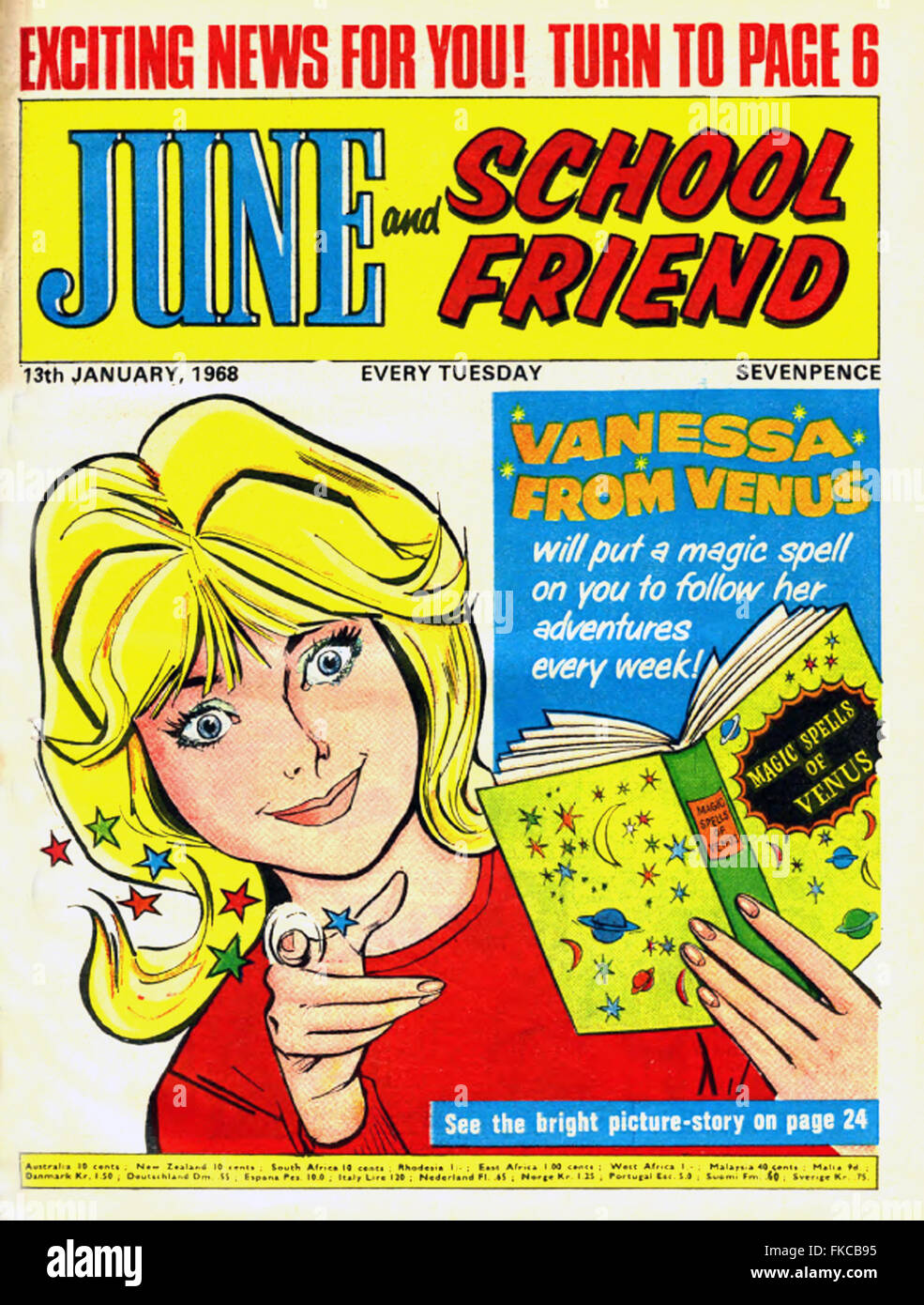 1960s UK School Friend Comic Cover Stock Photo