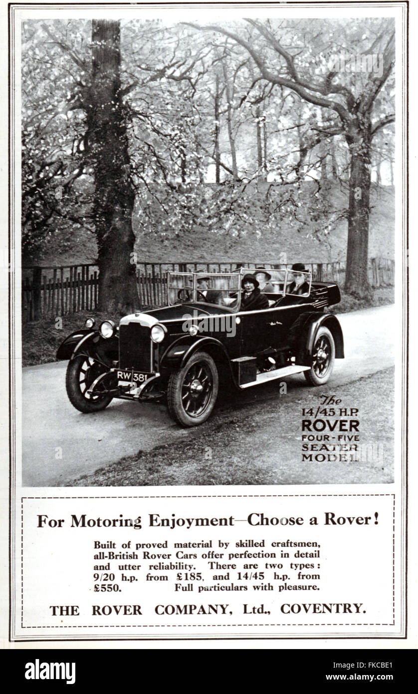 1920s UK Rover Magazine Advert Stock Photo - Alamy