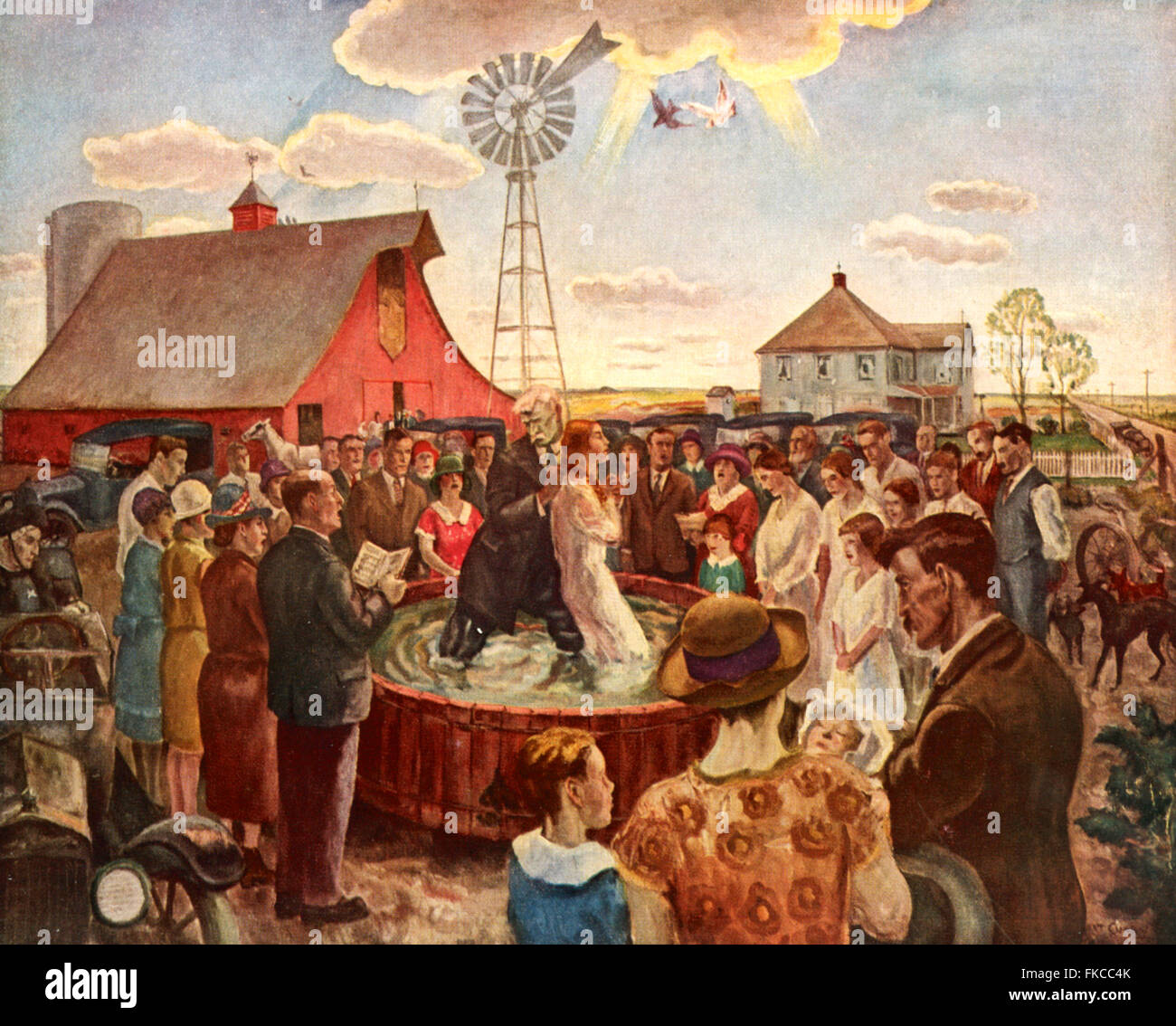 1920s USA Baptism in Kansas Book Plate Stock Photo Alamy