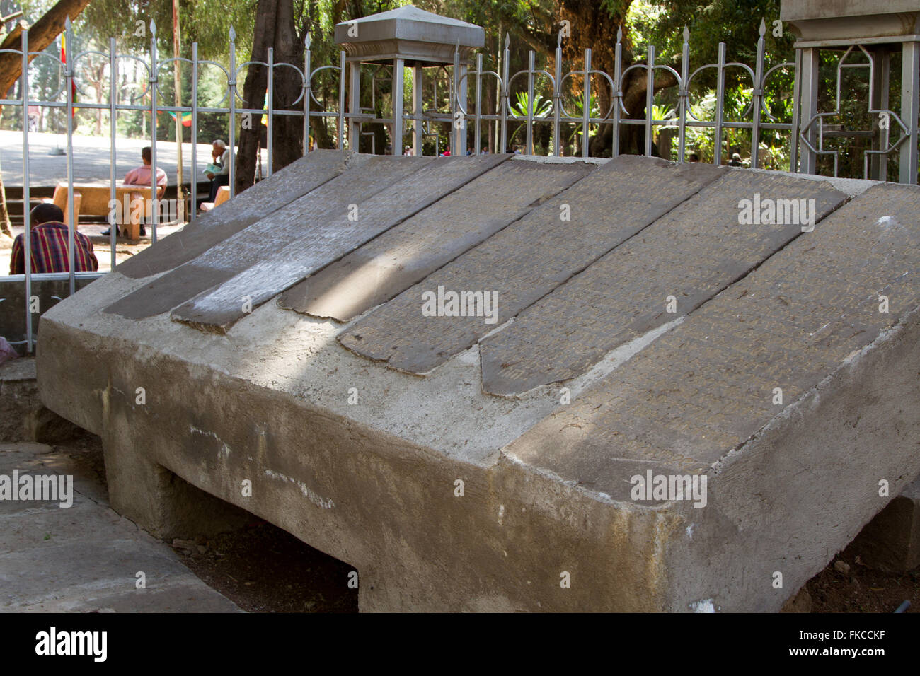 Amharic stone tablet, Addis Ababa, Ethiopia Stock Photo