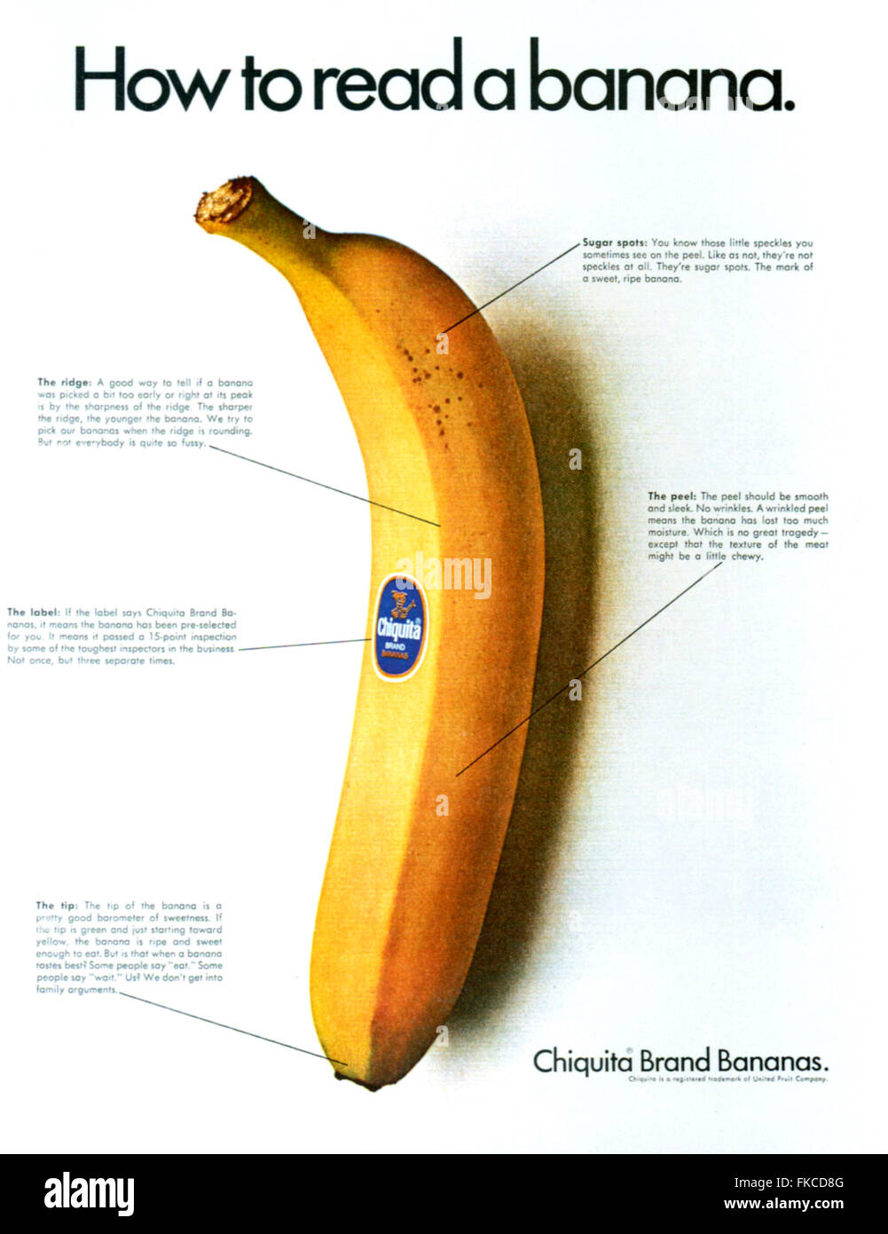 1960s USA Chiquita Magazine Advert Stock Photo