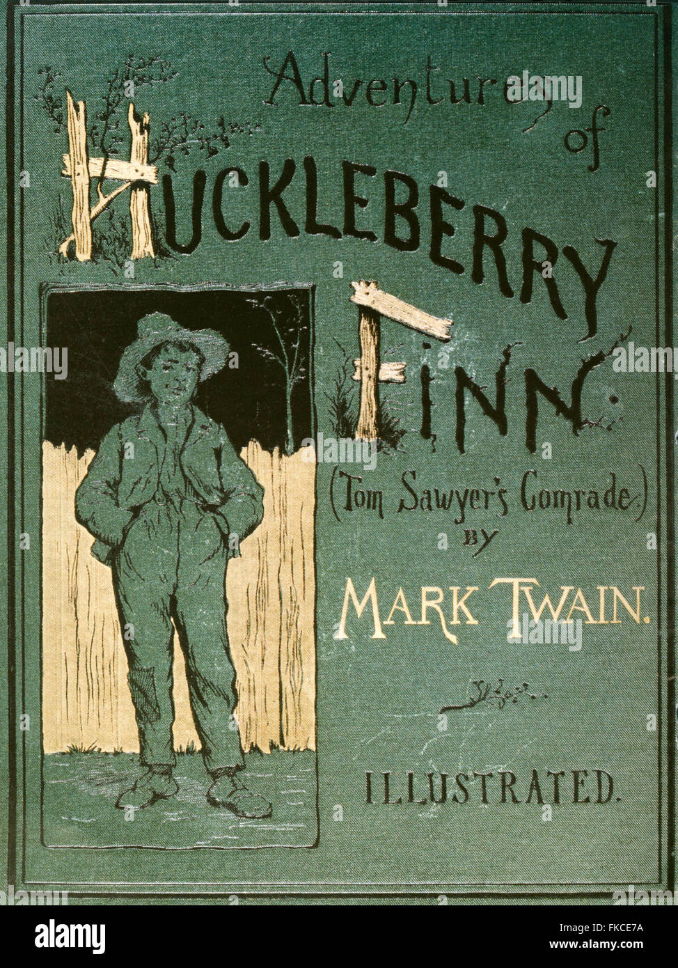 1880s USA Adventures of Huckleberry Finn Book Cover Stock Photo